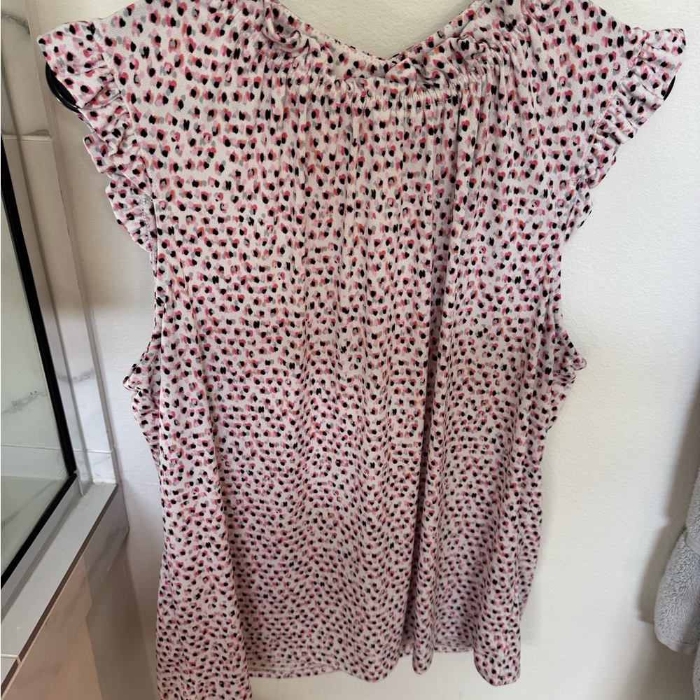 Adrianna Papell Pink and Black Patterned Blouse
